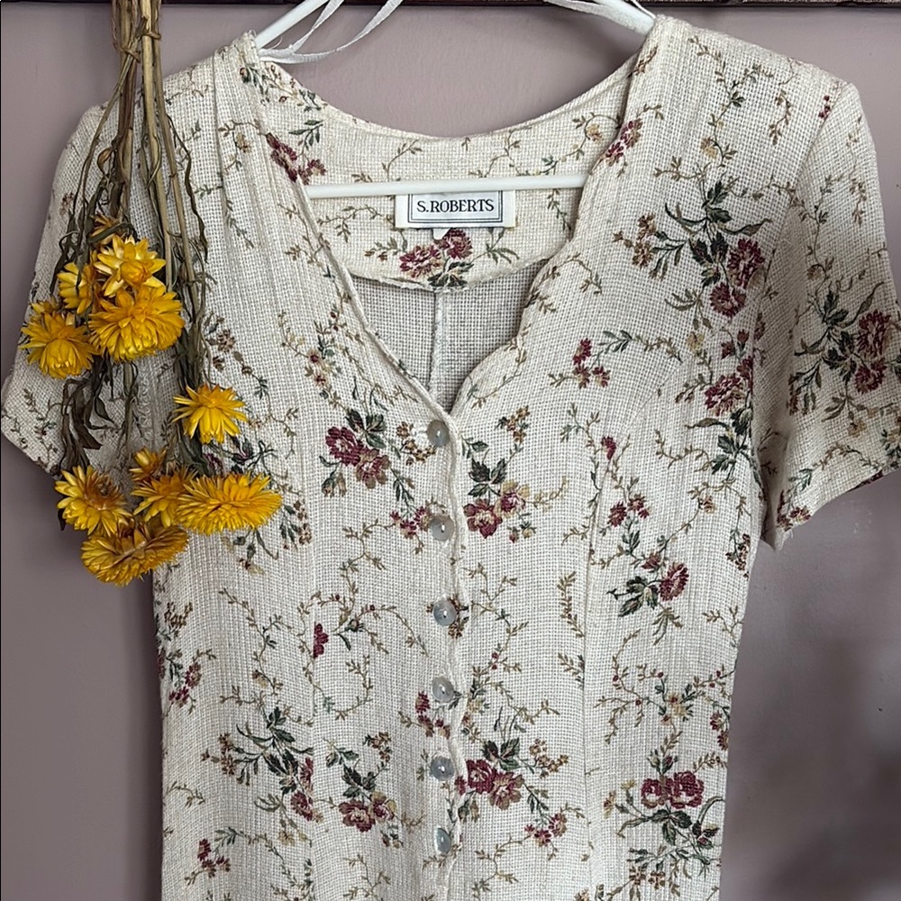 Vintage Floral Cream Dress